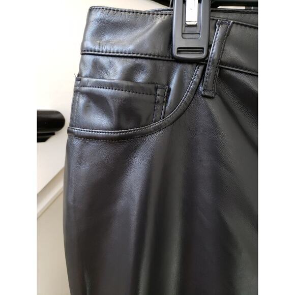 Joie Pants Womens 6 Black Solid Faux Leather Straight Leg 5 Pocket Regular Fit - Picture 10 of 11